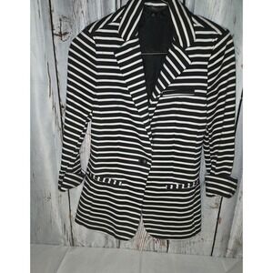 Mossimo Blazer S Womens Black White Striped Business Career Office Jacket Preppy